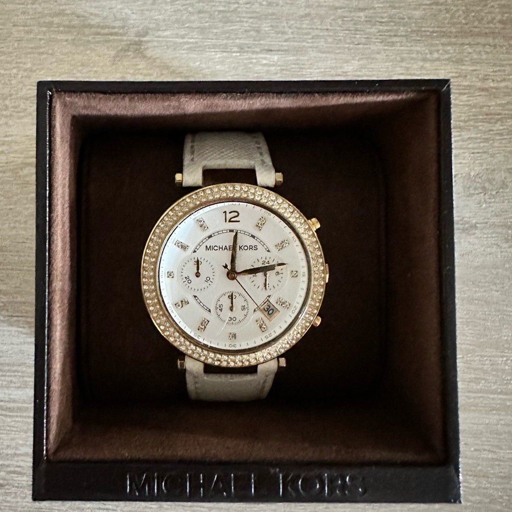 Michael Kors Gold-Tone and Cream Watch